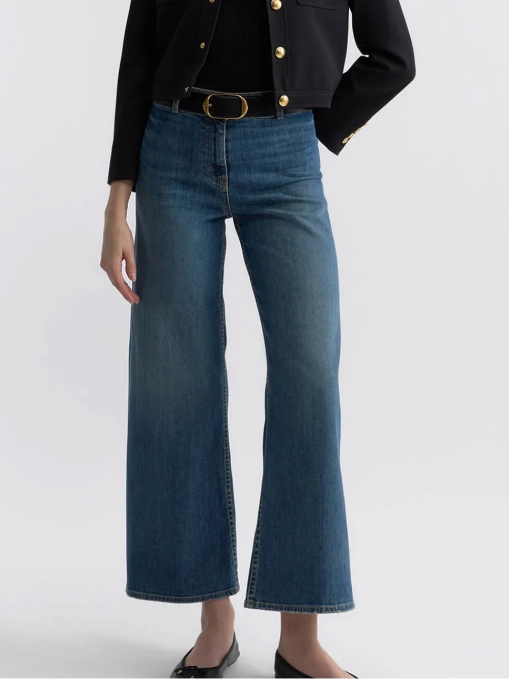 Nili Lotan High-Rise Wide Leg Jeans in Medium Blue